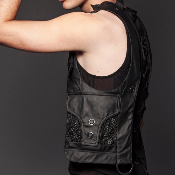 Lip Service Hybrid Cybergoth Steampunk Faux Leather Pocket OS - Picture 8 of 13